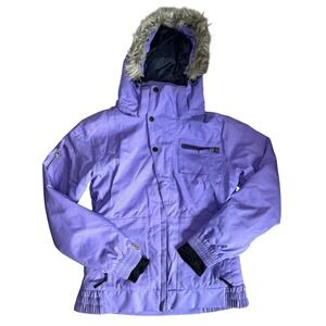 Pulse Kids‎ Purple Winter Snow Jacket Faux Fur Hood Waterproof Insulated Medium